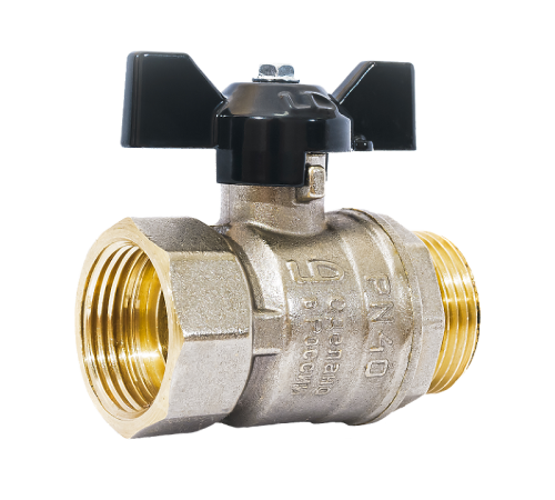 Кран шаровой латунный LD Pride 47.32.B-Н.Б Ду 32 Ру 25 вн-нр бабочка 47.32.B-Н.Б