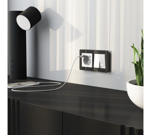 Выключатель двухклавишный проходной (белый акрил) W1122041