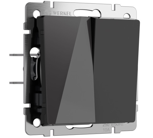 Выключатель двухклавишный проходной (черный акрил) W1122048