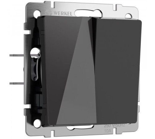 Выключатель двухклавишный проходной (черный акрил) W1122048