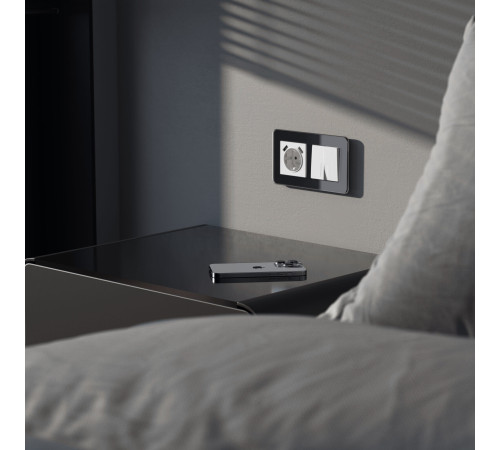 Выключатель двухклавишный проходной с подсветкой (белый акрил) W1122141