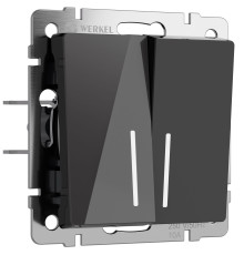 Выключатель двухклавишный с подсветкой (черный акрил) W1120148