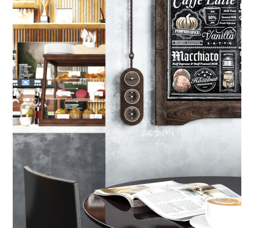 Выключатель на 4 положения двухклавишный Vintage мокко матовый/хром W5822052