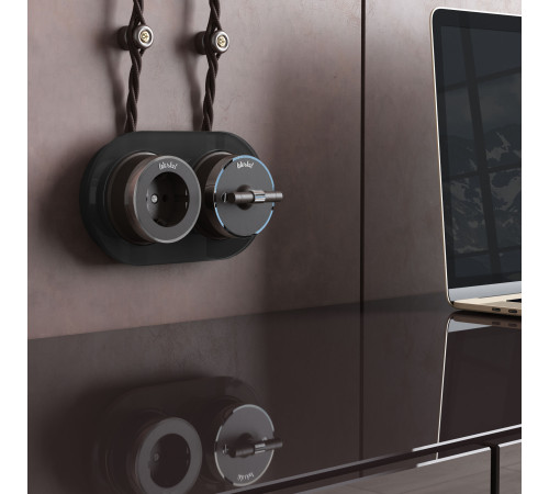 Выключатель на 4 положения двухклавишный Vintage мокко матовый/хром W5822052