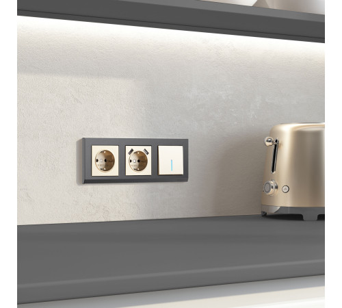 Выключатель одноклавишный проходной с подсветкой (шампань) W1112111