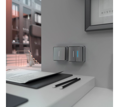 Выключатель одноклавишный с подсветкой Gallant серебряный W5010106