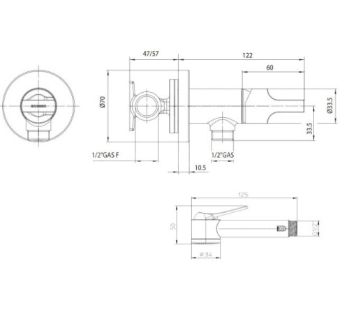 Гигиенический комплект со смесителем Bossini PALOMA BRASS хром E34007B.030