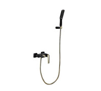 Смеситель для ванны Boheme Venturo с душевым гарнитуром черный глянцевый/золото 383-B