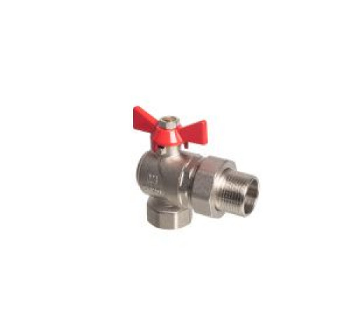 Кран шаровой угловой Kromwell 3/4 ВР-НР с американкой бабочка KW.186.05