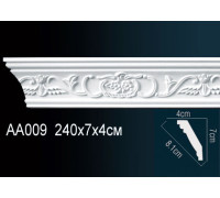 Карниз потолочный Perfect AA009 полиуретановый с орнаментом 70x40x2400 мм AA009