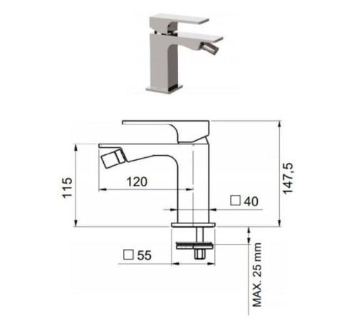 Смеситель для биде Remer Absolute однорычажный хром AU21