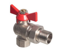 Кран шаровой угловой Kromwell 1/2 ВР-НР с американкой бабочка KW.186.04