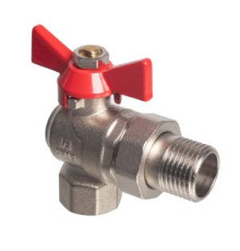 Кран шаровой угловой Kromwell 1/2 ВР-НР с американкой бабочка KW.186.04