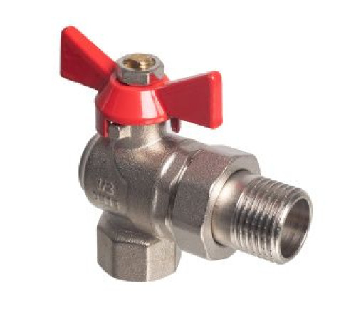 Кран шаровой угловой Kromwell 1/2 ВР-НР с американкой бабочка KW.186.04