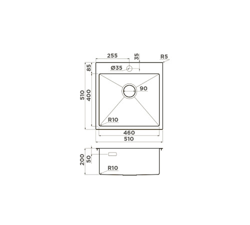 Кухонная мойка Omoikiri Akisame 51-GM 51x51 см вороненая сталь 4973440