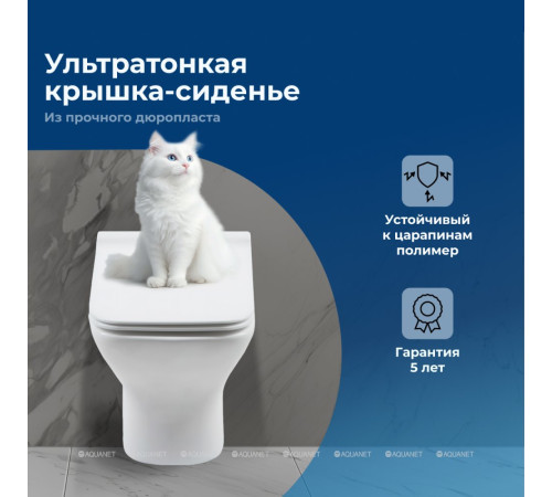 Унитаз подвесной Aquanet Cube-W безободковый с сиденьем микролифт Cube-W