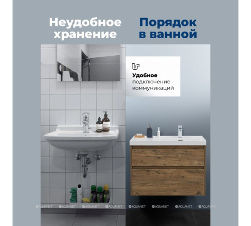 Тумба с раковиной Aquanet Nova Lite 2.0 90 R 2 ящика дуб рустикальный 00365928