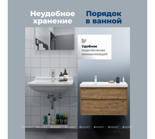 Тумба под раковину Aquanet Nova Lite 2.0 100 L 2 ящика дуб рустикальный 00346320