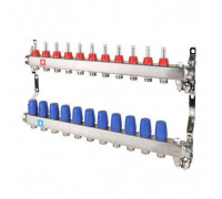 Коллекторная группа Hogert Premium 1 x 3/4 EK 11 выходов с расходомерами дренажным краном и воздухоотводчиком HOGMS71106