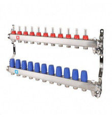 Коллекторная группа Hogert Premium 1 x 3/4 EK 11 выходов с расходомерами дренажным краном и воздухоотводчиком HOGMS71106