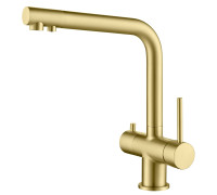 Смеситель для кухни с Г-изливом под питьевую воду Timo Saona золото матовое 2396/17F