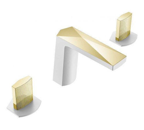 Смеситель для раковины Boheme Venturo врезной на 3 отверстия Touch белый глянцевый/золото глянцевое 150-WG-TOUCH