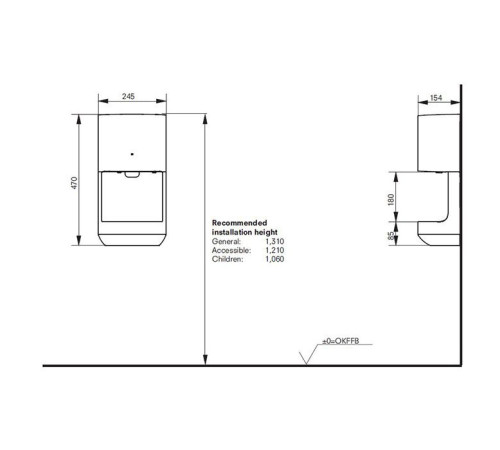 Сушилка для рук TOTO Public 245х154х470 мм подвесная белая TYC324W