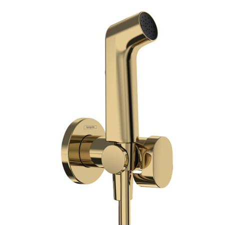 Гигиенический душ Hansgrohe Bidette E 1jet со смесителем держателем и шлангом 125 см полированное золото 29232990