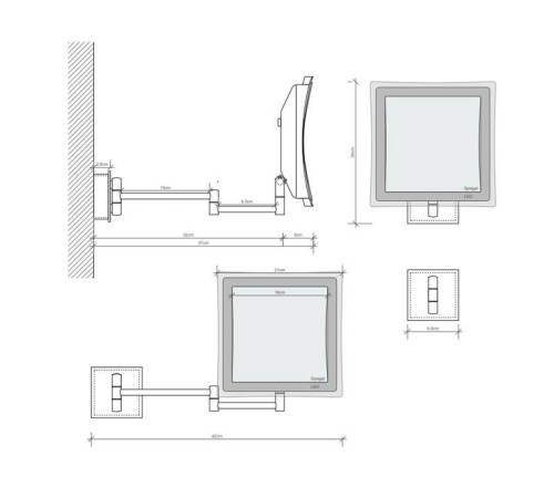 Косметическое зеркало Decor Walther BS 84 Touch подвесное 23x21 см 5x хром 0121600