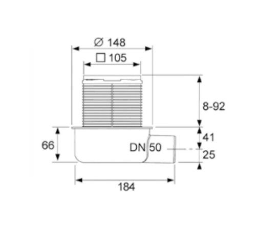 Трап низкий горизонтальный TECEdrainpoint S с решеткой S50 DN 50 3601050