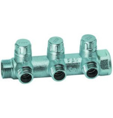 Коллектор запорный MULTIFAR FAR 1 ВР-НР 3 отвода 3/4 НР плоское уплотнение FK 3870 134TP