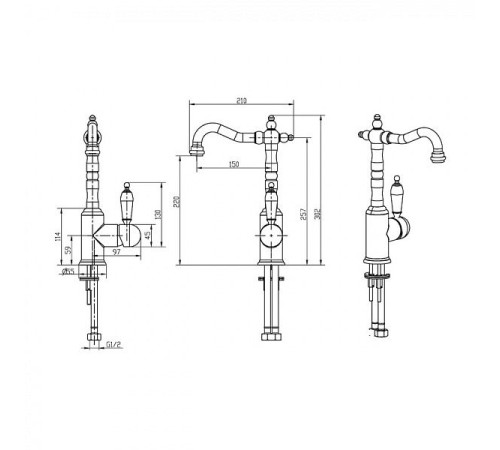 Смеситель для раковины Boheme Provanse Ripresa высокий бронза матовая 362