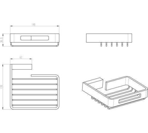 Мыльница подвесная Boheme Q никель матовый 10959-NB