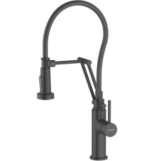 Смеситель для кухни Aquanet Европа профессиональный 2 jet матовый черный AQ1388MB