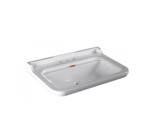 Раковина Kerasan Waldorf 80х55 см 3 отверстия керамическая белый/золото 811391oro/4141K1bi/cr*3
