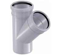 Тройник канализационный двухраструбный Uponor 110/110 мм 45° 1053730