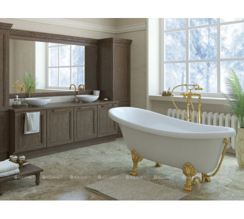 Ванна отдельностоящая Aquanet FAMILY STONE CLASSIC 1600х800 мм лапы золото 00368586