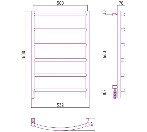 Полотенцесушитель электрический Сунержа Галант 4.0 532x800 мм левый без покрытия 00-0830-8050