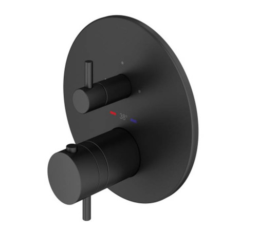 Смеситель для душа встраиваемый термостатический Plumberia Selection PSBOX на 2 выхода черный матовый PSB1802NO