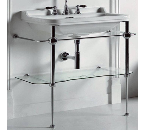 Раковина с металлической структурой Kerasan Waldorf 80х42 см напольная 3 отверстия хром 4141K1bi/cr / 9197K1cr