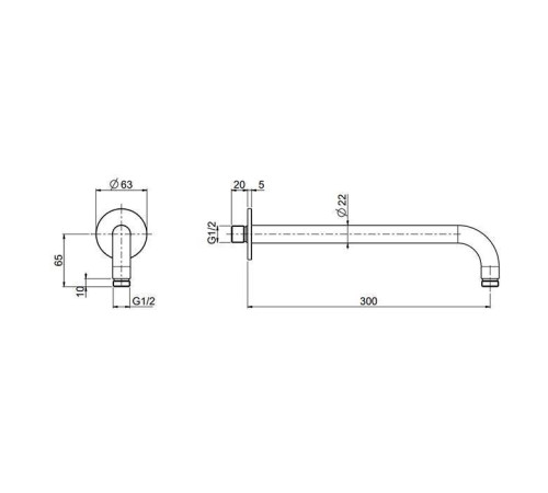 Держатель верхнего душа настенный QuadroDesign 30 см матовая сталь BD001AS_300MM