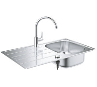 Набор GROHE K200 кухонная мойка 860x500 мм и смеситель BauEdge 31562SD1