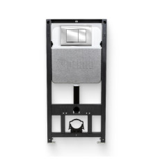 Инсталляция для подвесного унитаза РЕХАУ NOVAFLOW, с кнопкой NOVA QUAD 001 пластик, хром, глянцевый