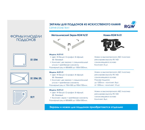 Душевой поддон трапеция RGW Stone Tray ST/T-G графит 900x900 мм 16155099-02