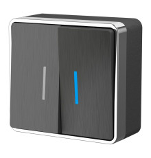 Выключатель двухклавишный с подсветкой Gallant графит рифленый W5020104