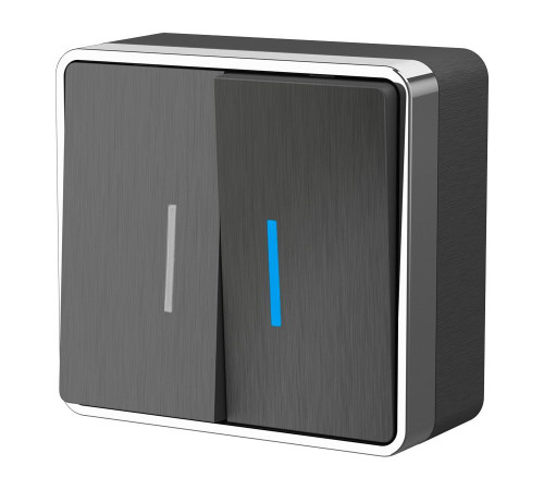 Выключатель двухклавишный с подсветкой Gallant графит рифленый W5020104