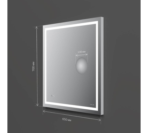Зеркало настенное AM.PM Gem с LED-подсветкой часами и косметическим зеркалом 65 см M91AMOX0653WG