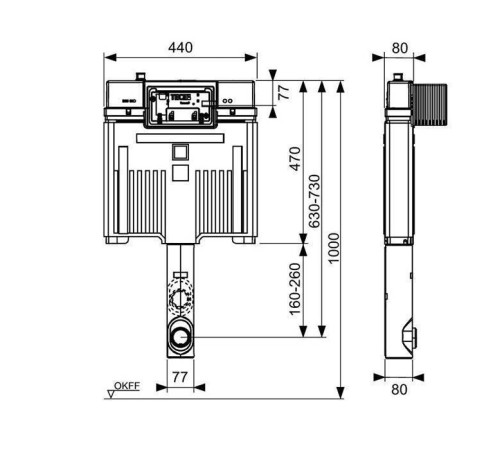 Застенный смывной бачок TECE TECEbox Octa II 7 л глубина 8 см 9370500