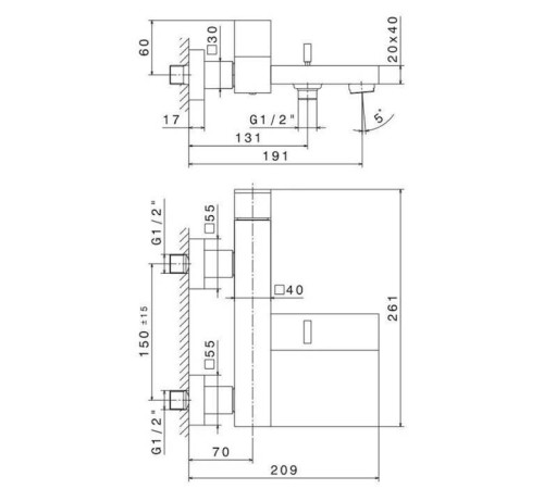 Смеситель для ванны Kerama Marazzi Futura настенный черный матовый 66440KM.01.093