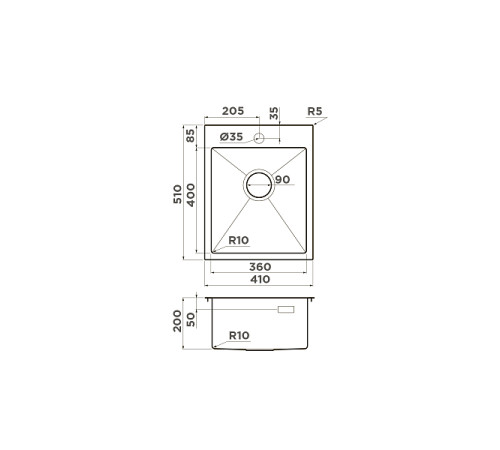 Кухонная мойка Omoikiri Akisame 41-IN нержавеющая сталь 41x51 см 4973056